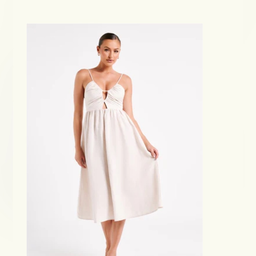 Cut out linen midi dress